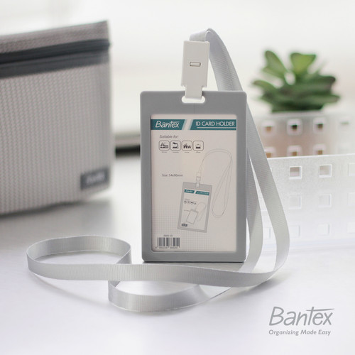 Bantex ID Card Holder Lanyard | Name Tag Portrait Grey #8865 05