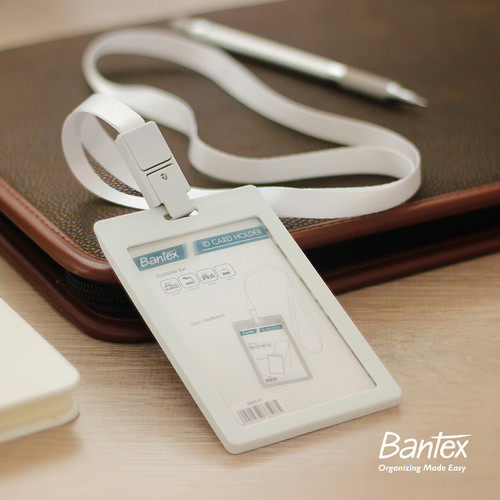 Bantex ID Card Holder Lanyard | Name Tag Portrait White #8865 07