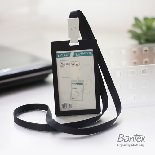 Bantex ID Card Holder Lanyard |Name Tag Portrait Black #8865 10