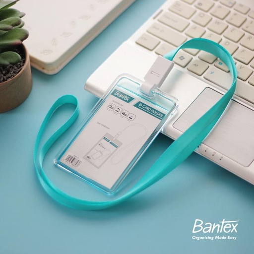 [EZO.8001076] Bantex Transparent ID Card Holder Lanyard Potrait Sky Blue #8868 23