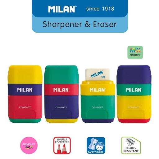 [EZO.8001172] Milan Sharpener & Eraser Compact Mix (1 Pcs) #47102
