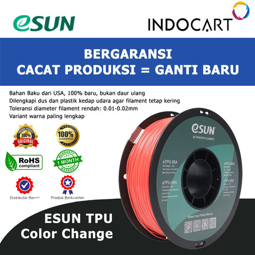 3D Printer FILAMENT ESUN TPU Color Change by Temperature 1.75mm 1kg