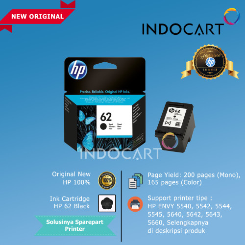 Ink Cartridge HP62 HP-62 Original Black Tri Color C2P06AA C2P04AA