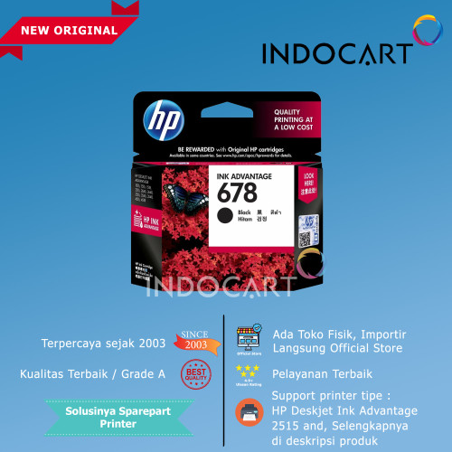Ink Cartridge HP-678 HP678 Original Black Tri Color Tinta Cartridge