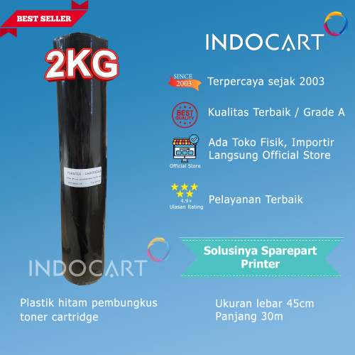 Plastik hitam-lebar 45cm-pembungkus toner cartridge-2kg-30m
