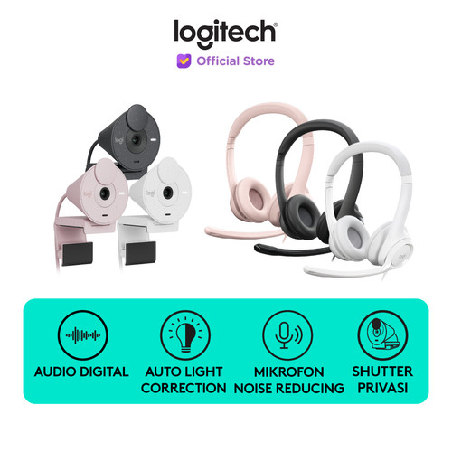 [EZO.8500119] [BUNDLING] Logitech Brio 300webcam Full HD & & H390 Headset Stereo USB dengan Mikrofon Noise-Cancelling