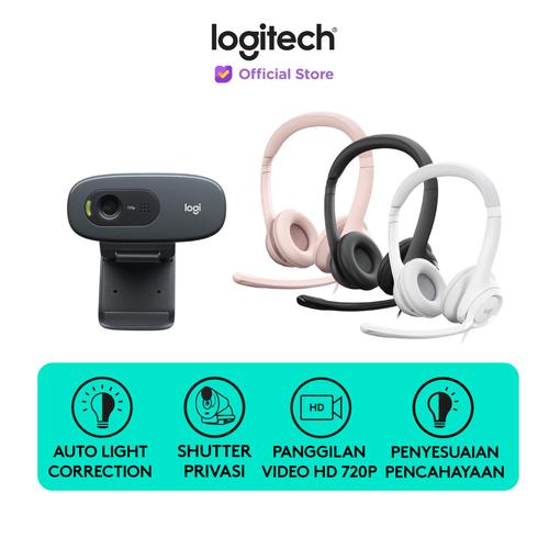 [EZO.8500122] [BUNDLING] Logitech C270 Webcam HD 720p & H390 Headset Stereo USB dengan Mikrofon Noise-Cancelling