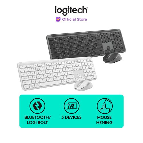 [EZO.8500015] Logitech MK950 Combo Keyboard dan Mouse Wireless Signature Slim, Desain Ramping, Pengetikan dan Klik yang Hening, Multi Perangkat, Bluetooth, Multi-OS, Kompatibel dengan Windows dan Mac
