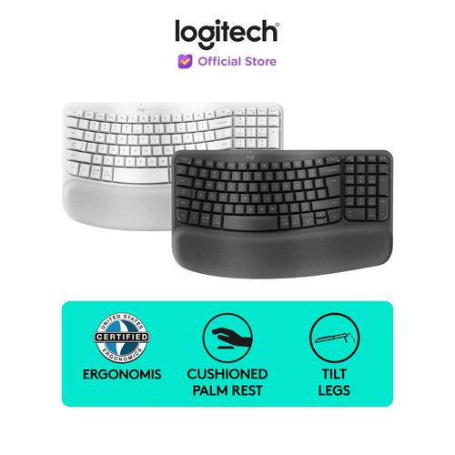 [EZO.8500019] Logitech Wave Keys Keyboard Ergonomic Wireless Bluetooth dan Palm Rest