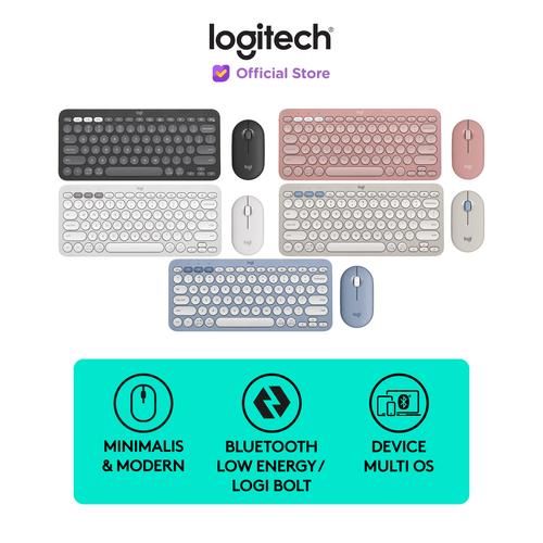 [EZO.8500023] Logitech Pebble 2 Combo, Keyboard dan Mouse Wireless Bluetooth