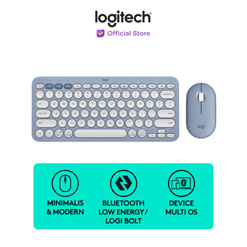 [EZO.8500023] Logitech Pebble 2 Combo, Keyboard dan Mouse Wireless Bluetooth