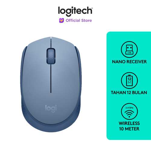 [EZO.8500031] Logitech M171 Mouse Wireless untuk Windows, Mac, ChromeOS - Blue Gray