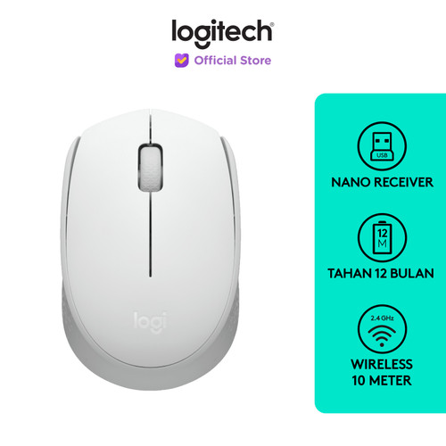 [EZO.8500032] Logitech M171 Mouse Wireless untuk Windows, Mac, ChromeOS - Off White