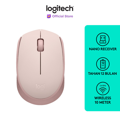 [EZO.8500033] Logitech M171 Mouse Wireless untuk Windows, Mac, ChromeOS - Rose