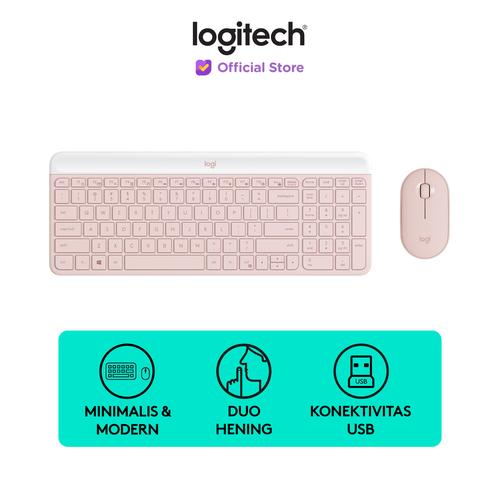 [EZO.8500035] Logitech MK470 Combo Keyboard dan Mouse Wireless Slim - Rose