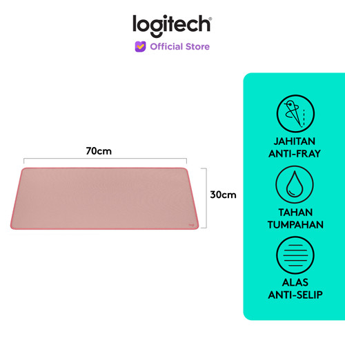 [EZO.8500057] Logitech Desk Mat Studio Series Mouse Pad XL Polos Anti-Slip - Rose