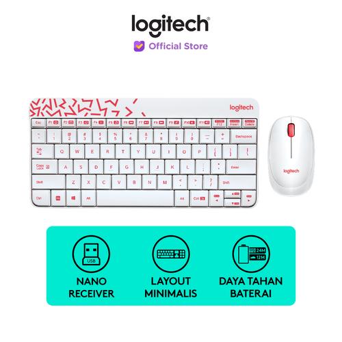 [EZO.8500061] Logitech MK240 Wireless Keyboard dan Mouse - White
