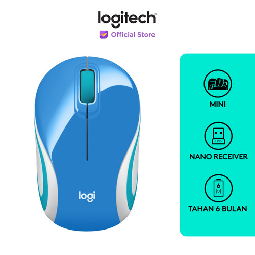 [EZO.8500200] Logitech M187 Mouse Wireless Mini Portable - Blue