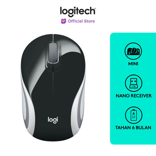 [EZO.8500202] Logitech M187 Mouse Wireless Mini Portable - Black