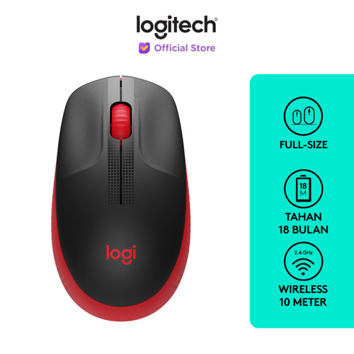 [EZO.8500075] Logitech M190 Mouse Wireless Full Size - Red