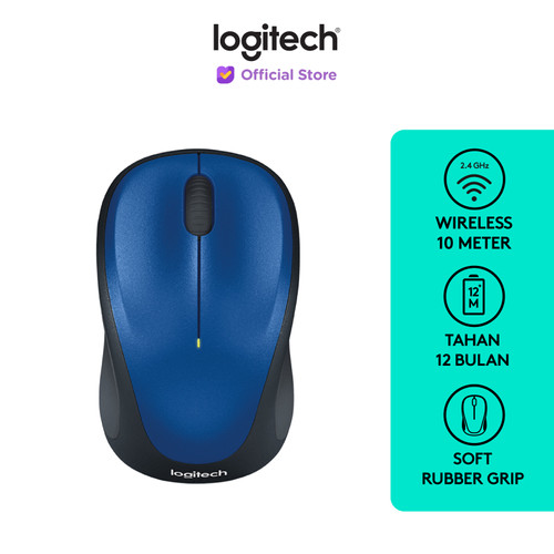 [EZO.8500081] Logitech M235 Mouse Wireless Grip Karet Nyaman - Blue