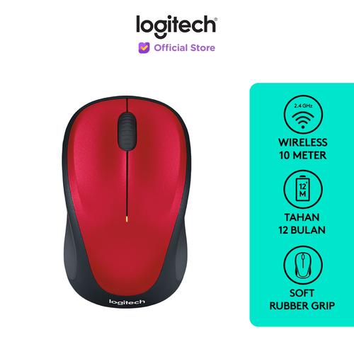 [EZO.8500102] Logitech M235 Mouse Wireless Grip Karet Nyaman - Red