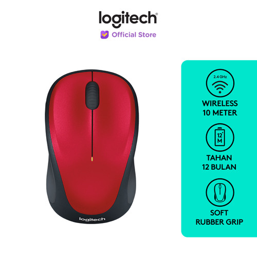 [EZO.8500102] Logitech M235 Mouse Wireless Grip Karet Nyaman - Red