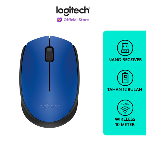 [EZO.8500104] Logitech M171 Mouse Wireless untuk Windows, Mac, ChromeOS - Blue