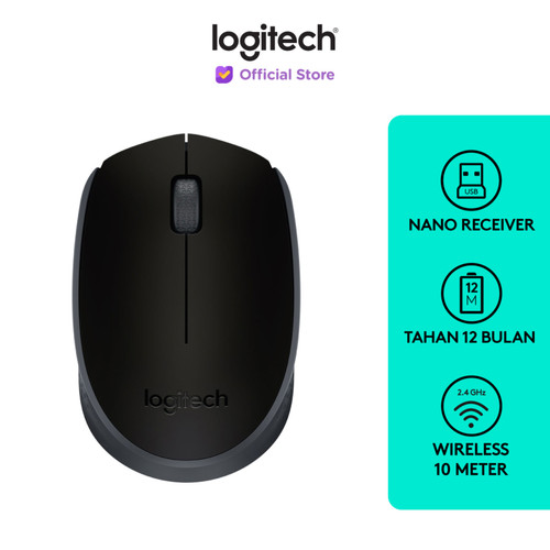 [EZO.8500106] Logitech M170 Mouse Wireless untuk Windows, Mac, ChromeOS - Black