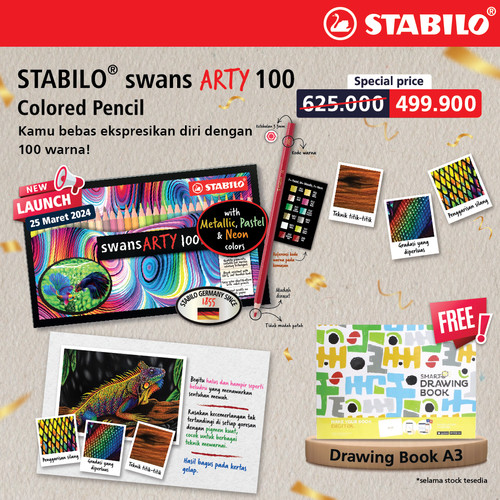 [EZO.8600014] STABILO swans ARTY 100 Color Pencil / Pensil Warna Lengkap 100 Warna