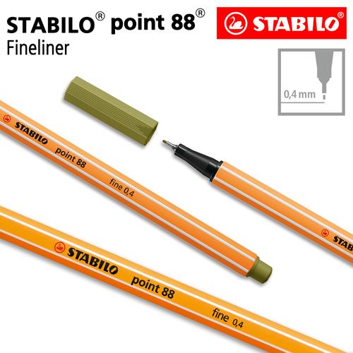 [EZO.8600035] STABILO Point 88 Mud Green / Fineliner / Pen Warna Hijau Tua