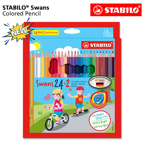 [EZO.8600059] STABILO Swans Colored Pencils 24+2 pcs / Pensil Warna isi 24+2 pcs