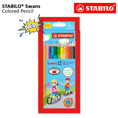 [EZO.8600060] STABILO Swans Colored Pencils 12+1 pcs / Pensil Warna isi 12+1 pcs