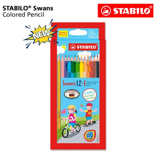 [EZO.8600060] STABILO Swans Colored Pencils 12+1 pcs / Pensil Warna isi 12+1 pcs