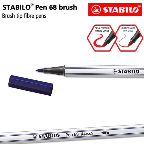 [EZO.8600077] STABILO Pen 68 Brush Prussian Blue Biru Premium Marker Kuas Kaligrafi