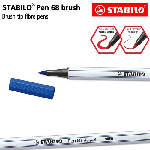 [EZO.8600079] STABILO Pen 68 Brush Ultramarine / Biru Premium Marker Kuas Kaligrafi
