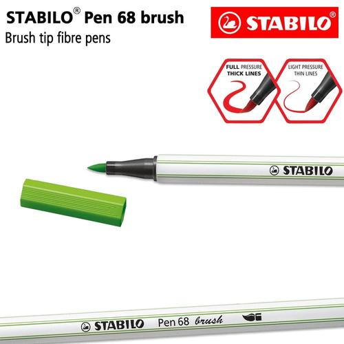 [EZO.8600080] STABILO Pen 68 Brush Light Green / Hijau Premium Marker Kuas Kaligrafi
