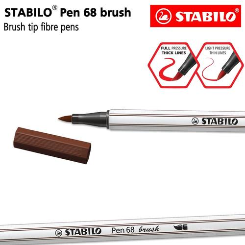 [EZO.8600085] STABILO Pen 68 Brush Brown / Cokelat / Premium Marker Kuas Kaligrafi A