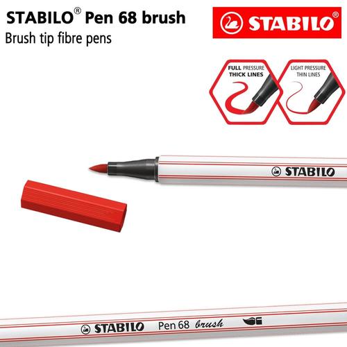 [EZO.8600087] STABILO Pen 68 Brush Carmine / Merah / Premium Marker Kuas Kaligrafi