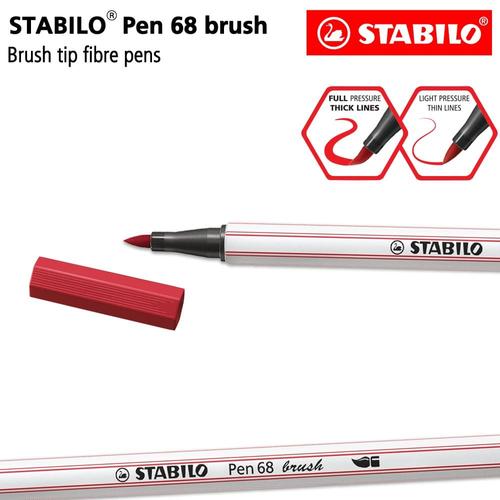 [EZO.8600088] STABILO Pen 68 Brush Dark Red / Merah / Premium Marker Kuas Kaligrafi
