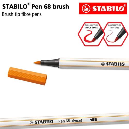 [EZO.8600090] STABILO Pen 68 Brush Orange / Oranye / Premium Marker Kuas Kaligrafi