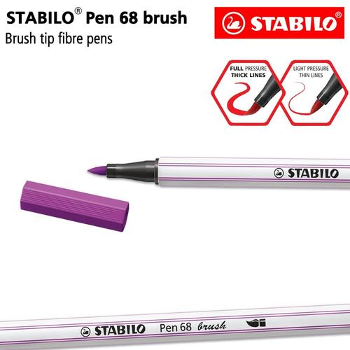 [EZO.8600092] STABILO Pen 68 Brush Lilac / Ungu / Premium Marker Kuas Kaligrafi Art