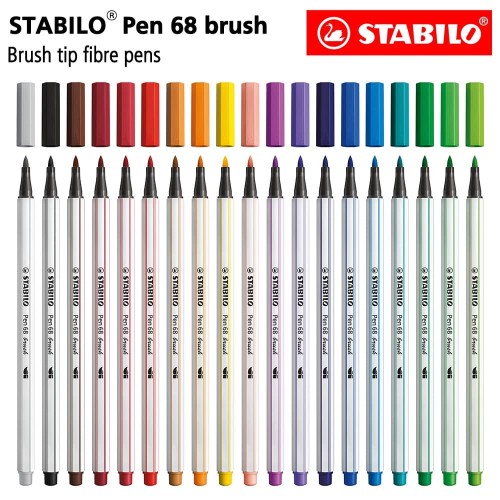[EZO.8600095] STABILO Pen 68 Brush Set 19pcs / Premium Marker Kuas Kaligrafi spidol