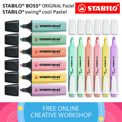 [EZO.8600265] STABILO Set 12 - Warna Pastel BOSS Original Swing Cool Highlighter