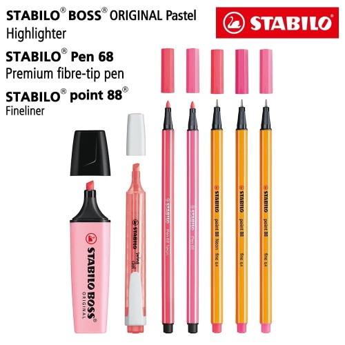 [EZO.8600103] STABILO Set 7 - Pink Edition - BOSS Pastel Swing Cool Pen 68 Point 88