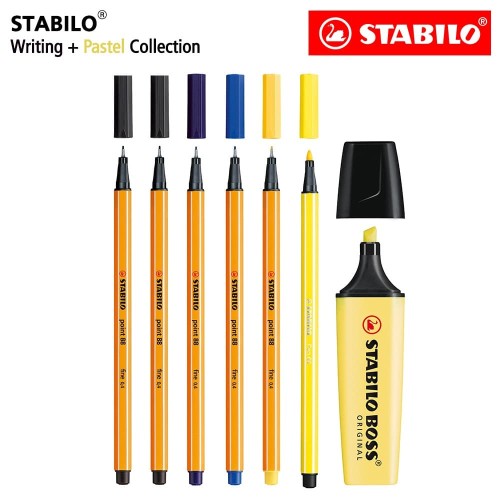 [EZO.8600109] STABILO Pastel Collection - Set 7 Yellow BOSS Pen 68 point 88