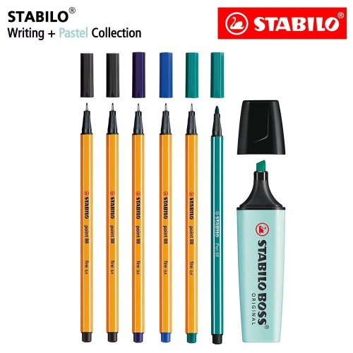 [EZO.8600110] STABILO Pastel Collection - Set 7 Turquoise BOSS Pen 68 point 88
