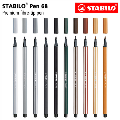 [EZO.8600120] STABILO Set 10 - Pen 68 Brown Black Green / Hitam Abu Cokelat