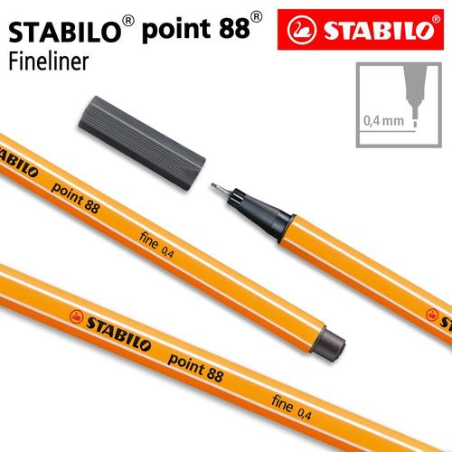 [EZO.8600144] STABILO Point 88 Deep Cold Grey Isi 1 pcs / Fineliner / Pen Warna Abu