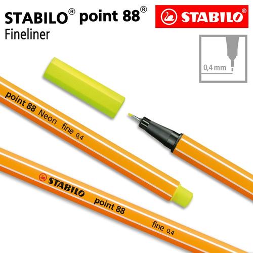 [EZO.8600173] STABILO Point 88 Neon Yellow Isi 1 pcs / Fineliner / Pen Warna Kuning